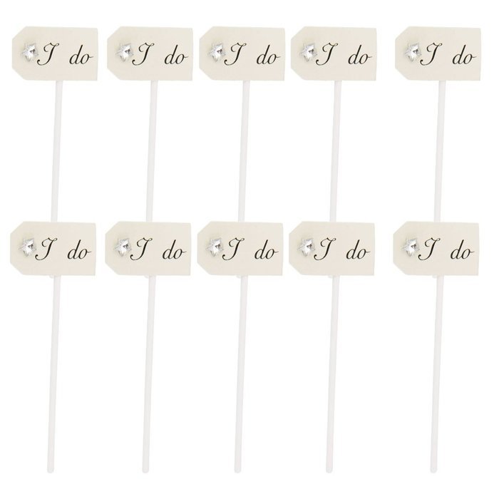Paper Star I do Cake Topper Cupcake Pick Wedding Party Decor Pack of 10 - Beige N21