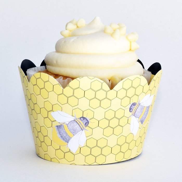 Bumble Bee Cupcake Wrappers, Yellow and Black Stripe, Confetti Couture Party Supplies, 36 Wraps N3