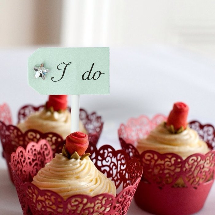 Paper Star I do Cake Topper Cupcake Pick Wedding Party Decor Pack of 10 - Beige N23