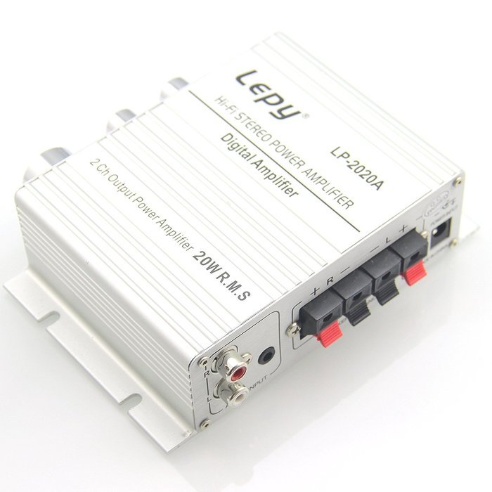 Digphone Silver Lepy LP-2020A 20WX2 Mini HIFI Stereo Audio Amplifier AMP With 13.5V 3A Power Supply N4