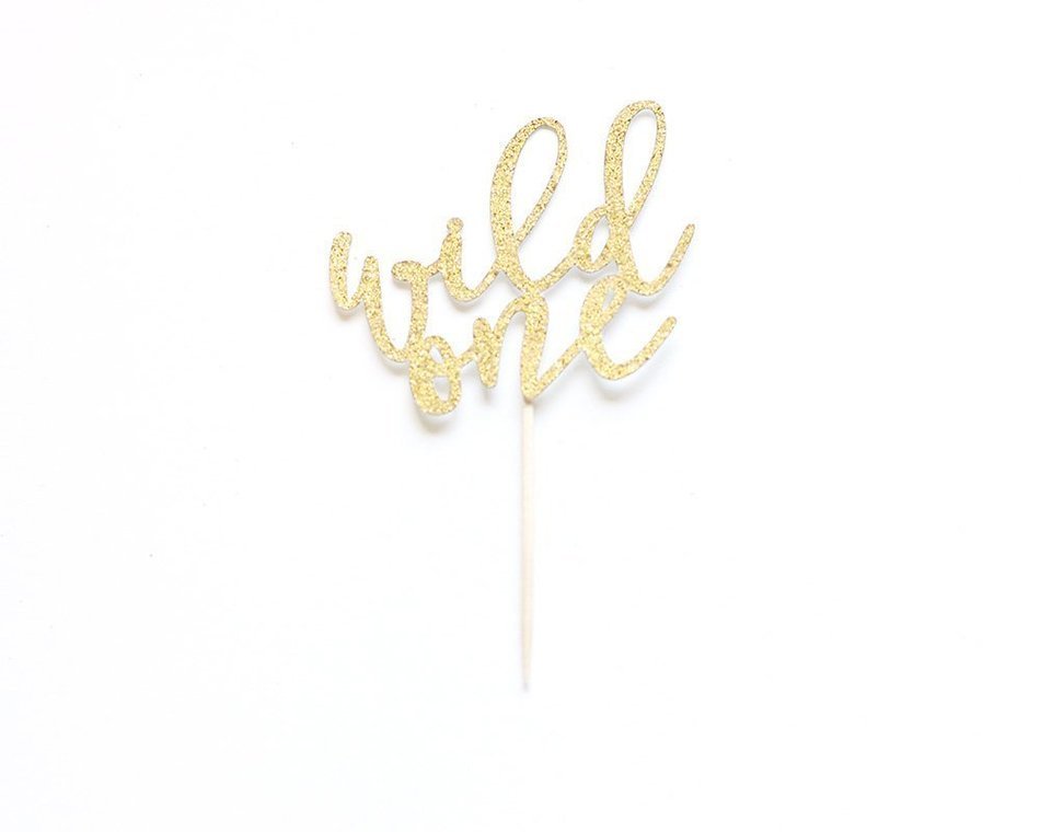 12 Glitter wild one Cupcake Toppers - Any Color