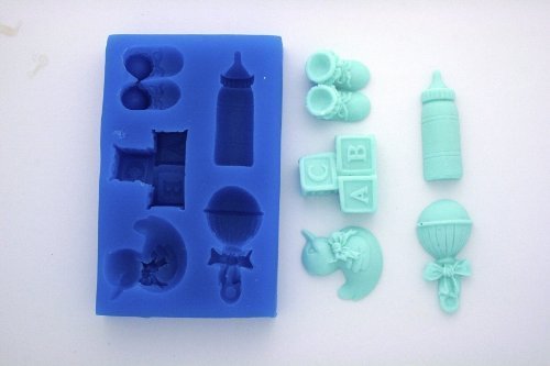 BABY ACCESSORIES SILICONE MOLD FOR FONDANT, GUM PASTE, CHOCOLATE, HARD CANDY, FIMO, CLAY, SOAPS