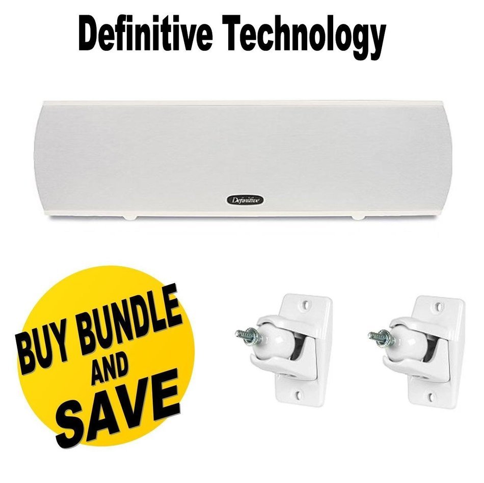 Definitive Technology ProCenter 1000 Compact Center Speaker (White) & Definitive Technology Pro-Mount 90 - Pair...