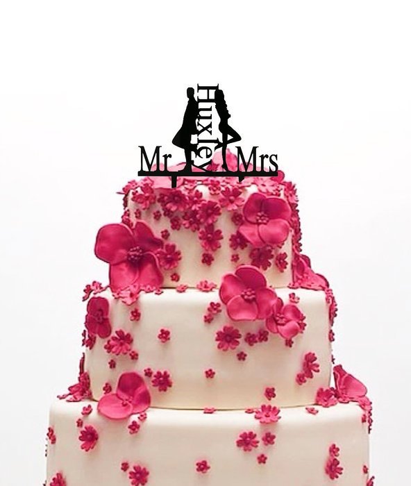 Ecape Wedding Cake Toppers Acrylic Bride and Groom Bridal Cake Toppers with Art Words Mr and Mrs for Cake Decoration N49