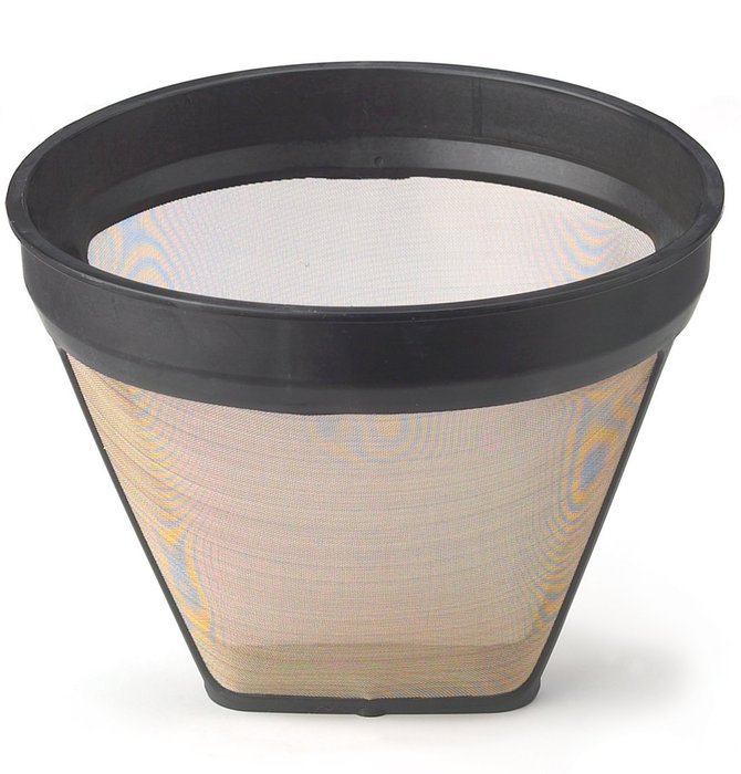 HIC Gold Tone Reusable Coffee Filter, Number 2-Size Filter, Brews 2 to 6-Cups
