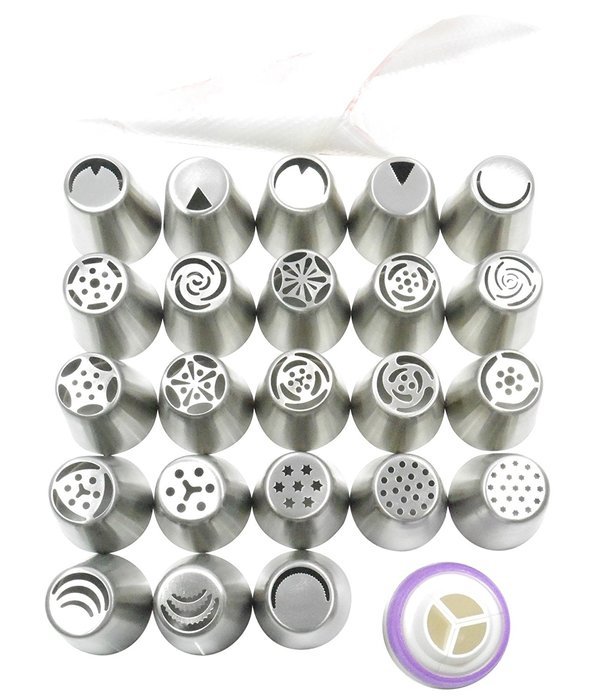 Pridebit Russian Piping Tips Cake/Cupcake Decorating Tips 23 Extra Large Stainless Steel Icing Nozzles 2 Sphere... N2