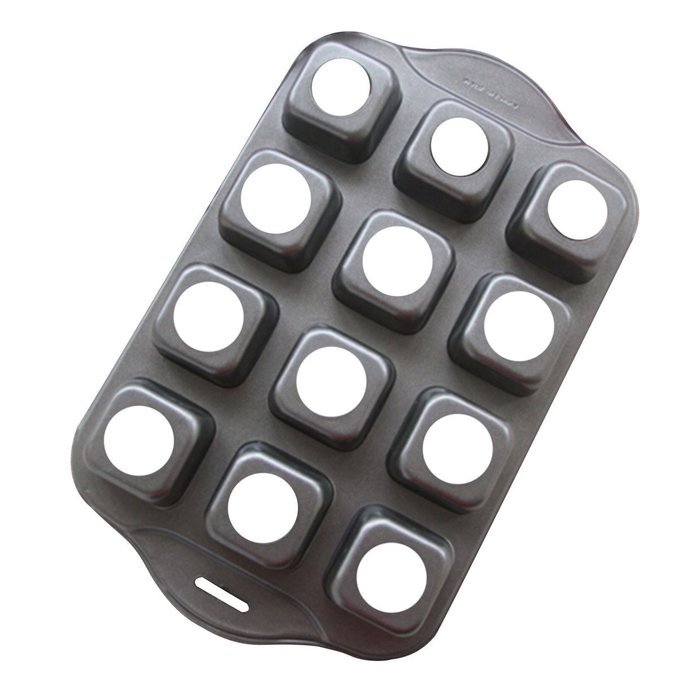 Tosnail 12 Cavity Mini Cheesecake Pan Cupcake Pan with Removable Bottom, Square N2