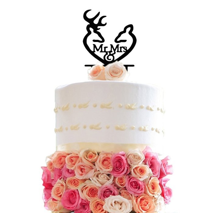 Ecape Creative Mr and Mrs Personalized Wedding Cake Toppers Deer Cake Topper for Special Events N10