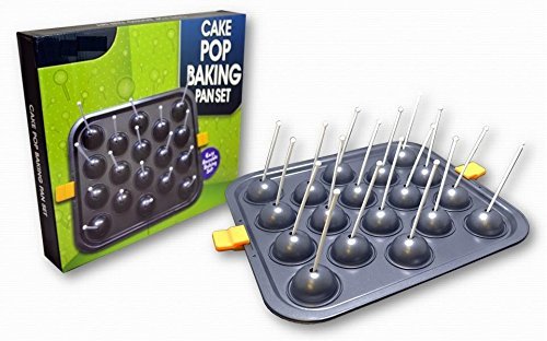 Cake Pop Mold, Brownie Ball Shape Maker Baking Pan, Non-Stick Bakeware Set w/ 18 lollipop Sticks N2