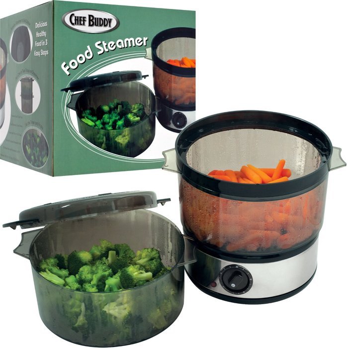Chef Buddy Food Steamer includes Timer and two containers