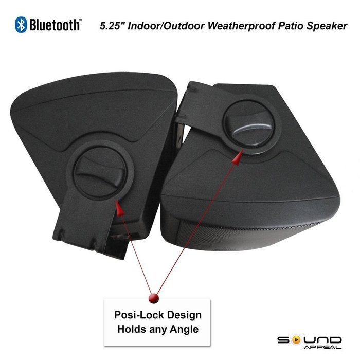 Bluetooth 5.25" Indoor/Outdoor Weatherproof Patio Speakers (Black- pair)- by Sound Appeal