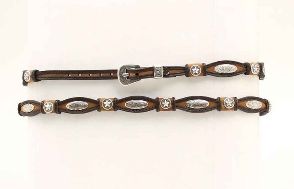 M&F Western 02395107 Adult's 3/8-in Scallop and Star Hatband Black/Brown