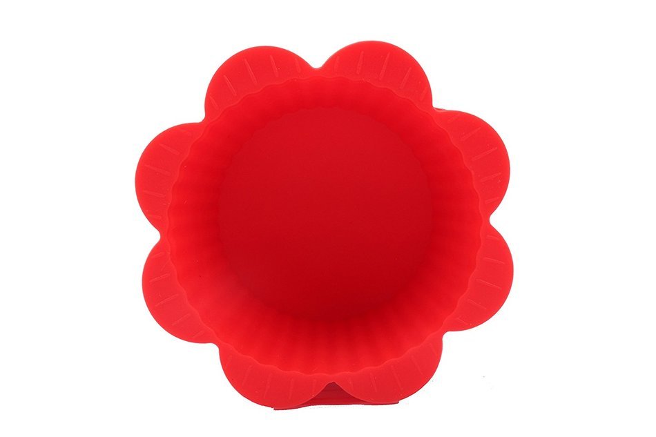 Trustworthy Buy 12-pack Reusable Silicone Flower Standard Baking Cups / Cupcake Liners - Red N5