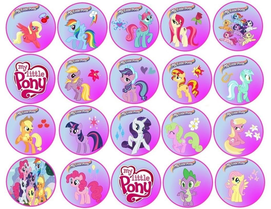 20 My Little Pony Edible Image 2 inches Cookie or Cupcake Topppers (Wafer/Rice Paper)