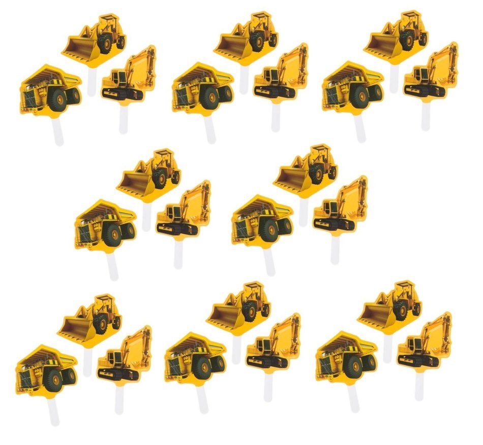 Construction Zone Party Pick Cupcake Decorations (24 ct)