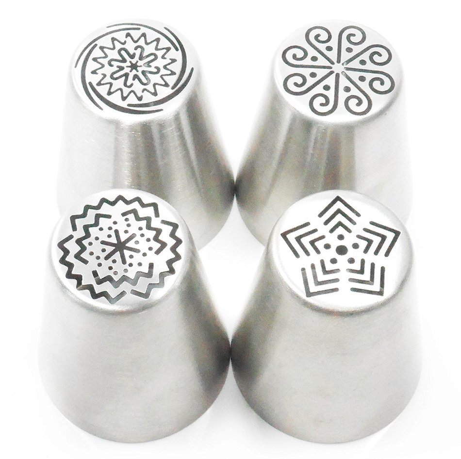 Latest Pridebit Holiday Russian Piping Tips(4 Holiday Edition Nozzles+23 Popular Nozzles)10 Pastry Bags 1 Coupler N2