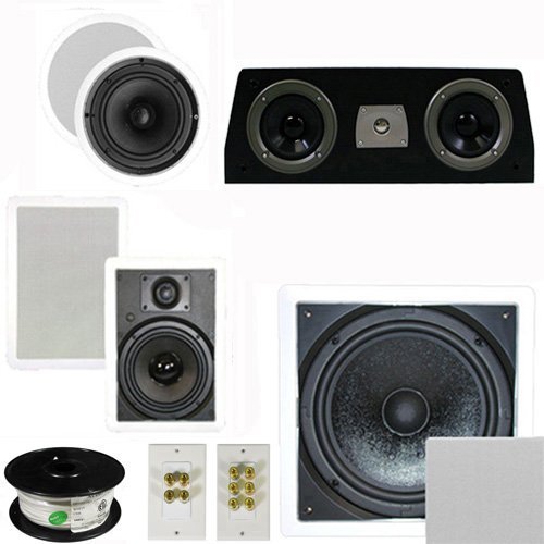 Theater Solutions 5.1 Home Theater 6.5" Speaker Set with Center, 10" Passive Sub More TS65CWC51SET10 N2