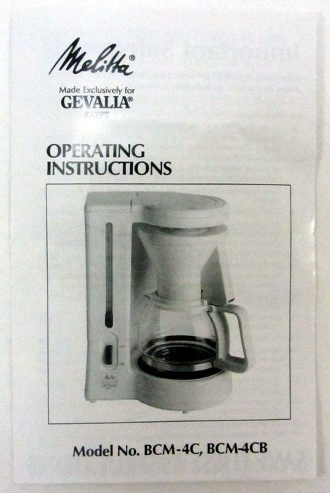 Melitta Coffee Perfection 1-4 Cup Coffeemaker #BCM-4C N3
