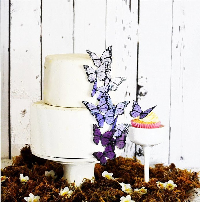 Edible Butterflies &copy; - Ombre Monarchs Purple- Set of 12 - Cake and Cupcake Toppers, Decoration N2