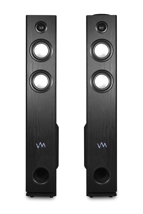 VM Audio EXAT21 Black Floorstanding Powered Bluetooth Tower Home Speakers Pair