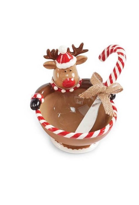 Mud Pie Sleigh Mates Christmas Holiday Dip Cup Set (Reindeer)