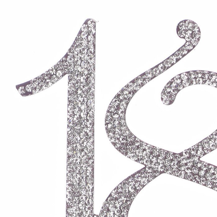 18 Cake Topper for 18th Birthday Number Party Supplies & Decoration Ideas (Silver) N4
