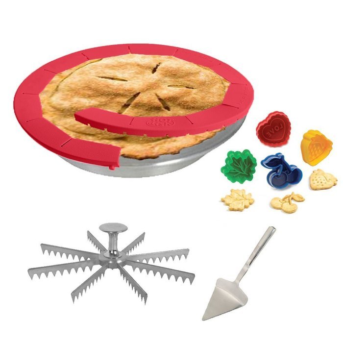 Kitchen Gems Pie Baking and Serving Utensil Gift Set - Includes Pie Pan with Pie Cutter and Other Essential Items...