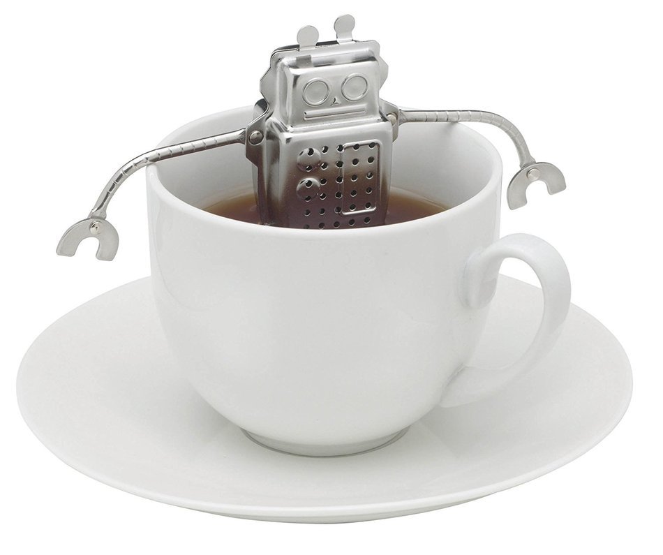 HIC Hangin&rsquo; Dunkin Monkey Loose Tea Leaf Tea Infuser and Drip Tray, Stainless Steel, 3-Inch by 2.25-Inch N6
