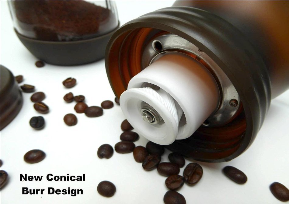 PuTwo B0140MSTO2 Coffee Grinder Burr Stainless Steel with Ceramic Hand Crank, Black N14
