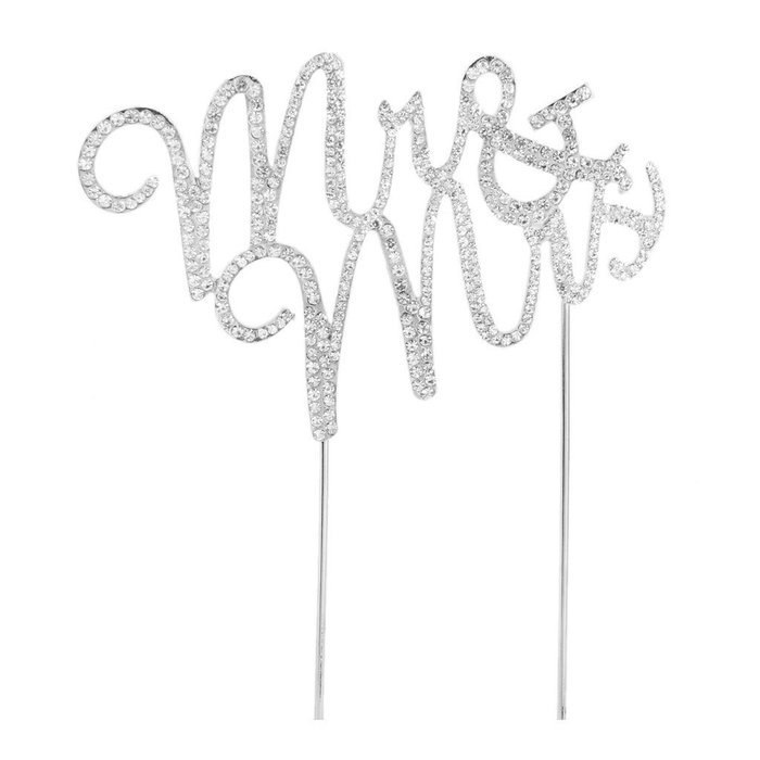 Crystal Rhinestone Cake Topper Wedding Monogram Mr & Mrs diamante Bling Inital Cake Decoration (1, Silver) N3