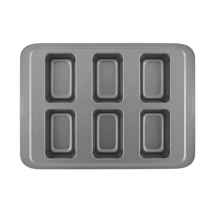 Cake Boss Basics Nonstick Bakeware 6-Cup Mini Loaf Pan, Gray