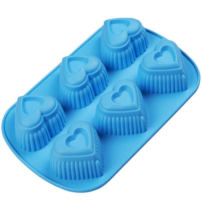 Chefaith 2 Pcs 6-Cup Silicone Muffin / Cupcake Baking Pan [Heart-Shaped Baking Cups] - Non-Stick, Heat Resistant...
