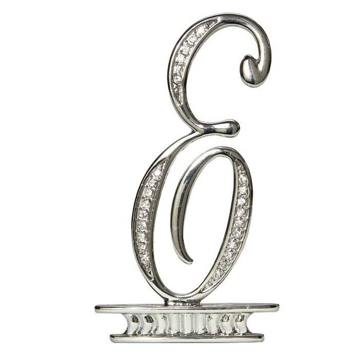Ivy Lane Design Monogram Crystal Cake Top Letter E, Silver, 4-1/2-Inch N4