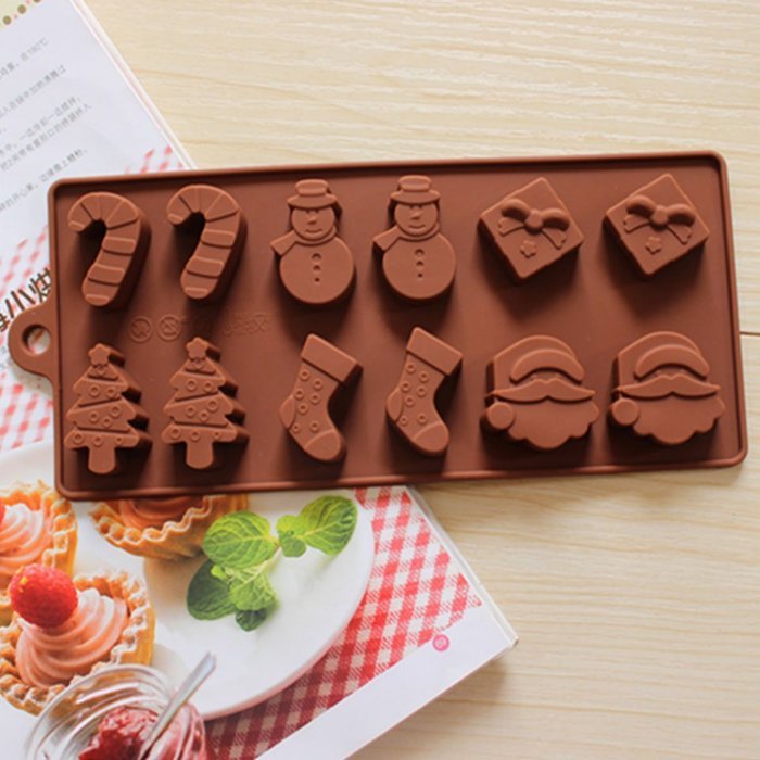 Feoya Christmas Decoration Silicone Non Stick Chocolate Mold Cake Jelly Candy Baking Mould