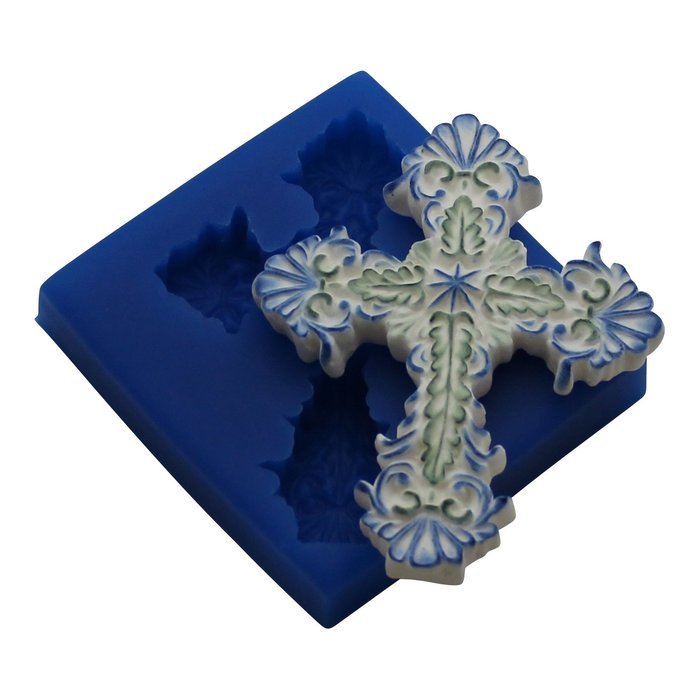 First Impressions Molds CR110 Silicone Mold, Scalloped Cross