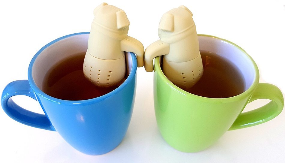 KABOOCHY Set of 2 Pug Life Silicone Tea Infuser, Cute Loose Leaf Tea Strainer, Beige Color N3