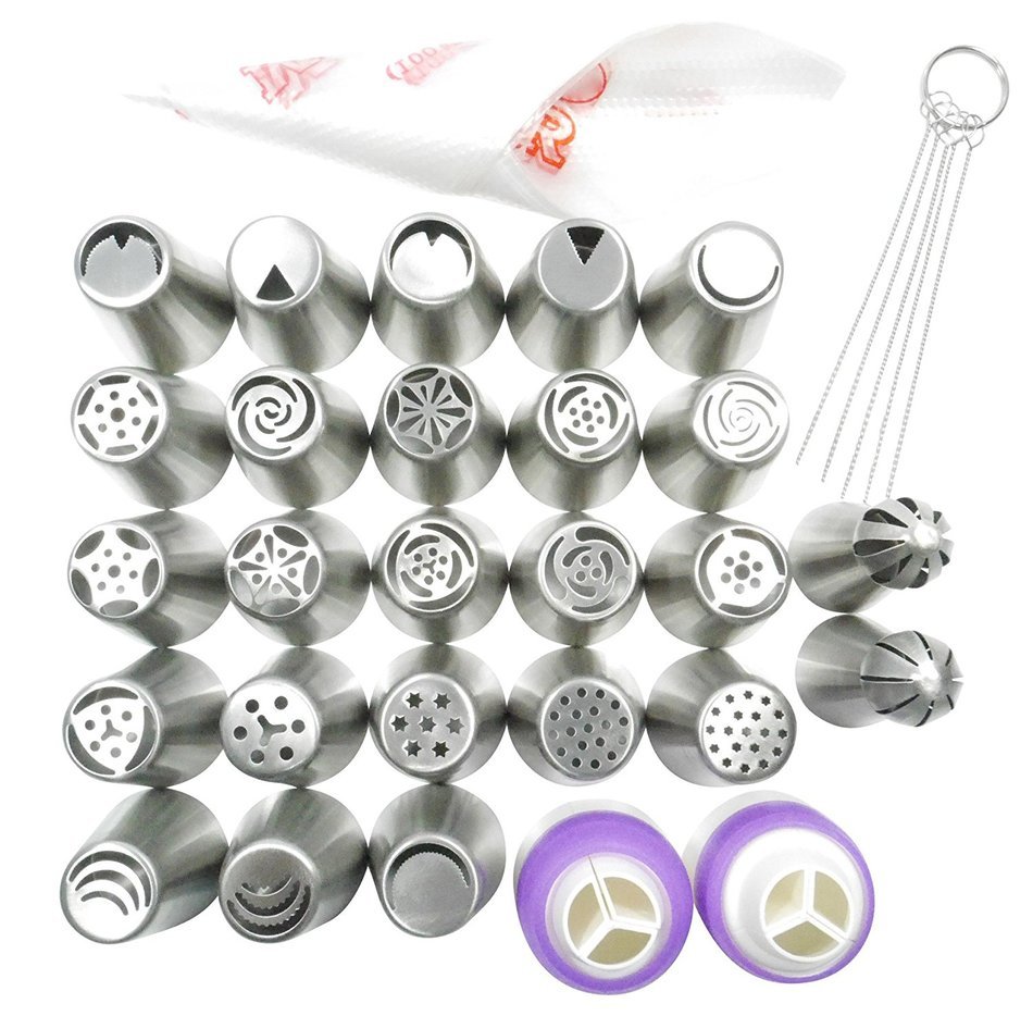 Pridebit Russian Piping Tips Cake/Cupcake Decorating Tips 23 Extra Large Stainless Steel Icing Nozzles 2 Sphere... N3