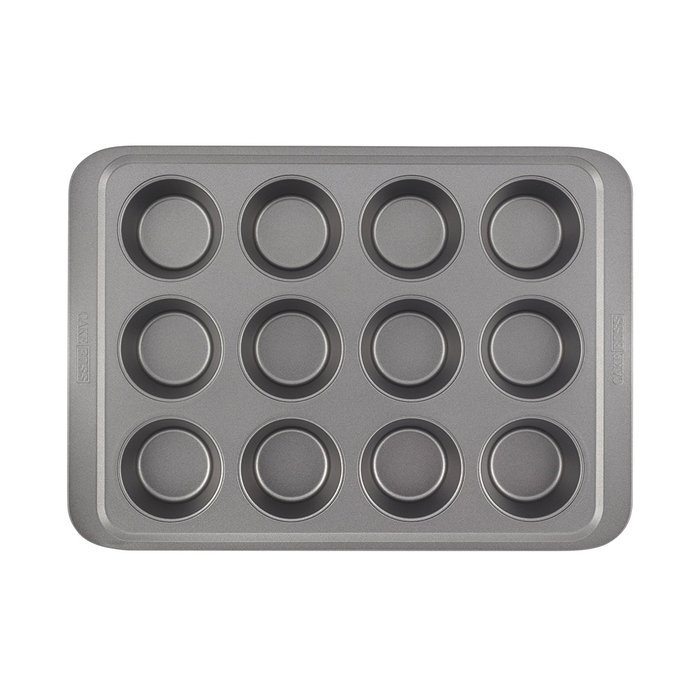Cake Boss Basics Nonstick Bakeware 12-Cup Muffin Pan, Gray