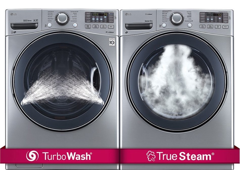 LG Graphite Steel Front Load Laundry Pair with WM3575CV 27" Washer with 4.5 cu. ft. Capacity and DLGX3571V 27"...