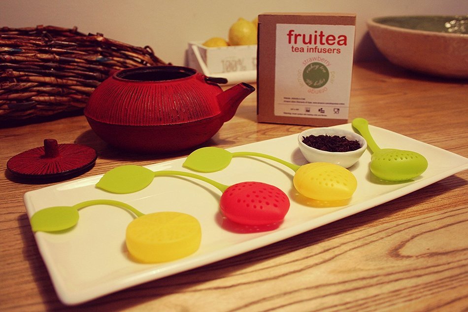 Fruitea Tea Infuser - 4 Silicone Tea Strainers. Tea filter for Loose Leaf Tea in shape of fruits by J&Z (strawberry... N4