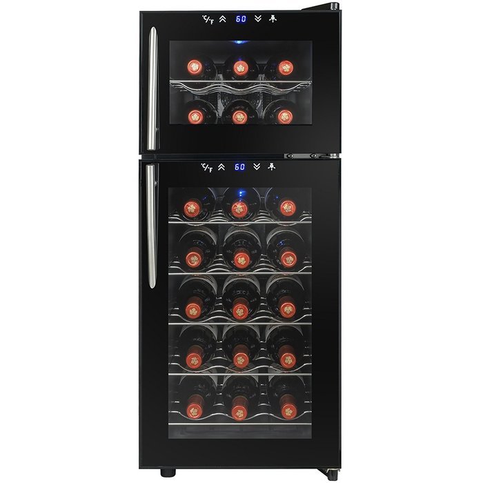 Firebird 21 Bottles Dual Zone Black Finish Touch Control Panel Freestanding Electric Wine Cooler Cellar N5