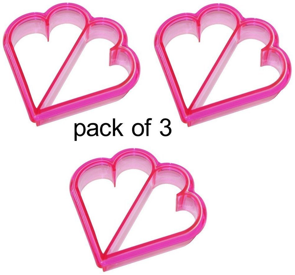 Sweet Heart Shaped Sandwich CRUST CUTTER Kid School Lunch Valentine's Day (Pink Heart - Pack of Two)