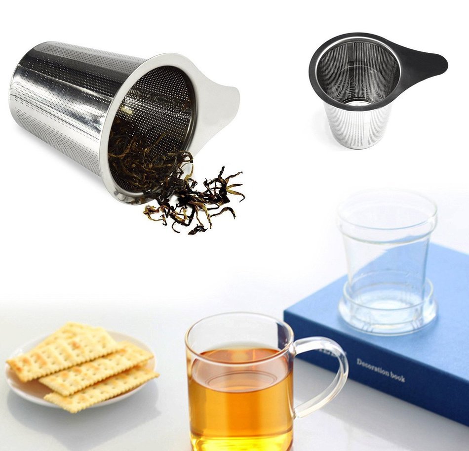 Clairty Brew-in-mug Teapot Extra Fine Mesh Tea Strainer Infuser Steeper with Lid and Handle for Loose Leaf Grain... N10