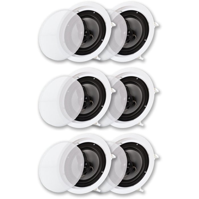 Acoustic Audio CS-IC83-3PR 350 Watt 8" 3-Way Home Theater In-Wall/Ceiling Speakers (3-Pair)