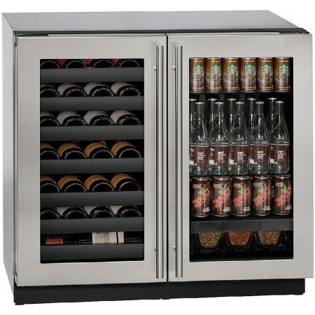 U-Line U3036BVWCS00B 36" Built-in Beverage Center and Wine Storage, Stainless Steel