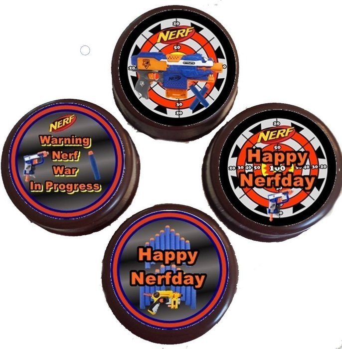 20 Nerf Inspired Edible Image Cookie or Cupcake Topppers (Prem Frosting)