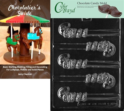 Cybrtrayd 'Candy Cane Santa Pretzel' Christmas Chocolate Candy Mold with Chocolatier's Guide