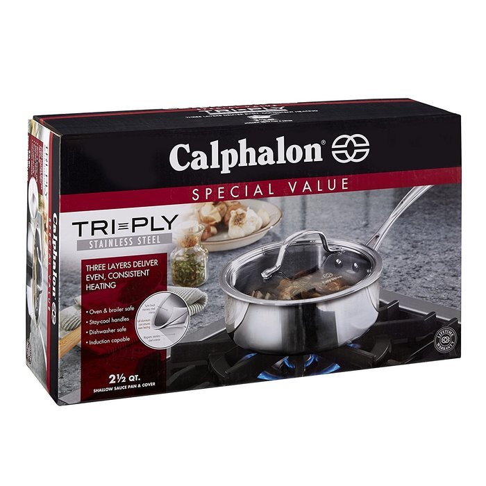 Calphalon Tri-Ply Stainless Steel 14-Inch Roaster with Rack and Lifters N3