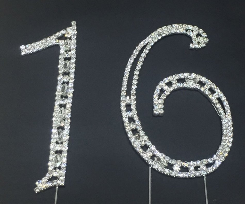 DYQWT Sweet 50 Cake Topper, Large Crystal 50th Numbers Birthday Bling Rhinestone Crystal Glass Cake Topper Cake...