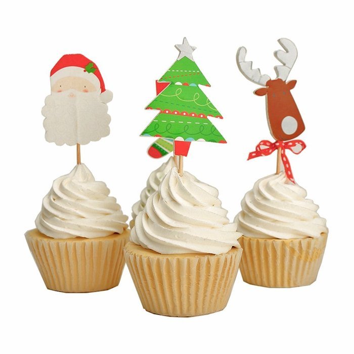 Tonnier - &hearts; Festival Series &hearts; - Christmas Set of 24 Pieces - Cake and Cupcake Toppers, Decoration N8